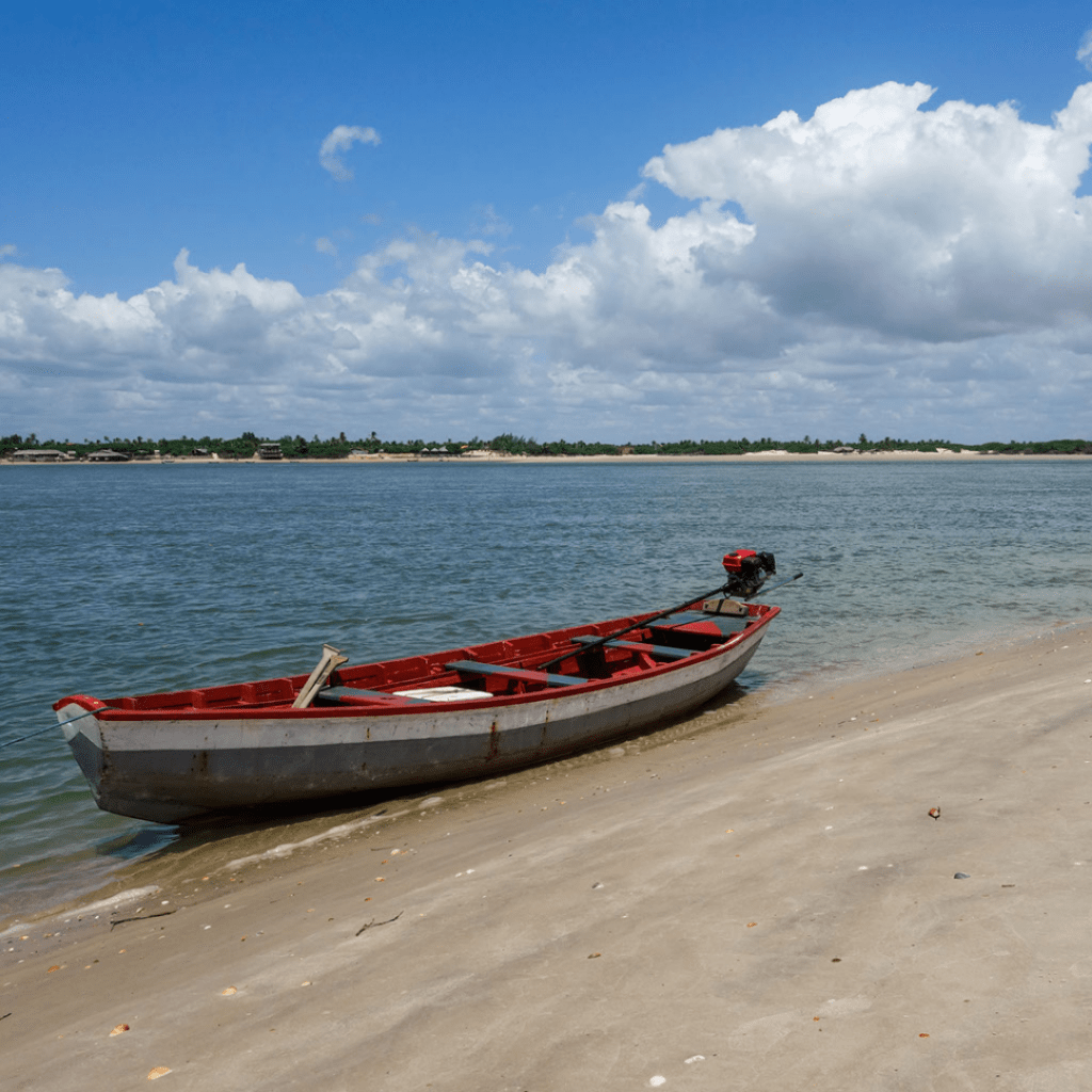Bateau au bord de l'eau à Atins