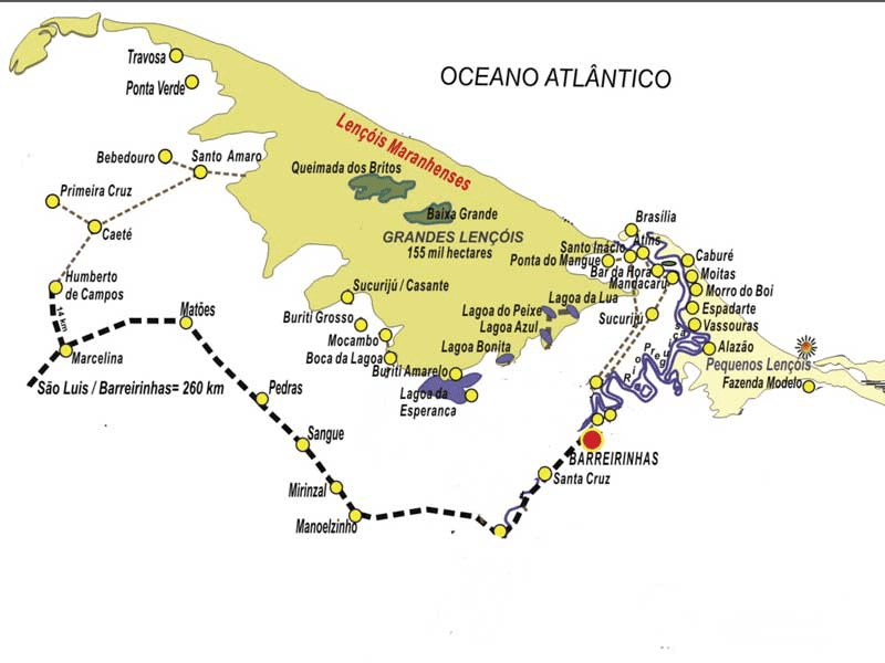 Carte du parc national des Lençois Maranhenses 